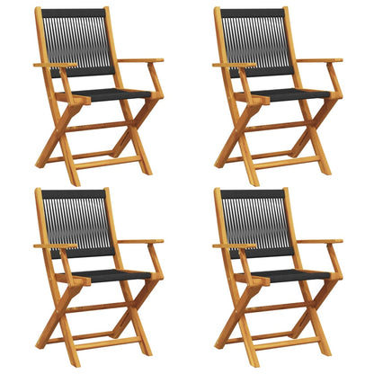 vidaXL Folding Garden Chairs 4 pcs Black Solid Wood Acacia