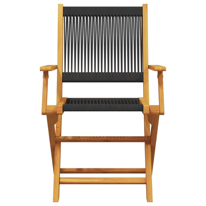 vidaXL Folding Garden Chairs 4 pcs Black Solid Wood Acacia