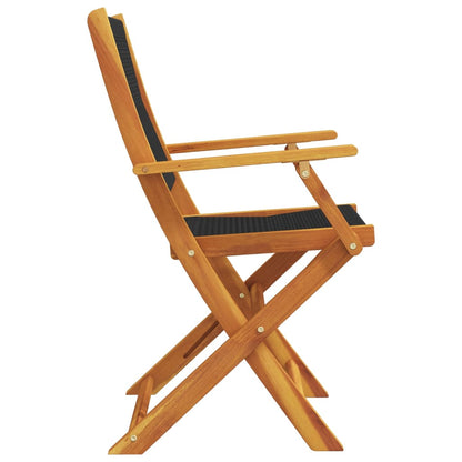 vidaXL Folding Garden Chairs 4 pcs Black Solid Wood Acacia