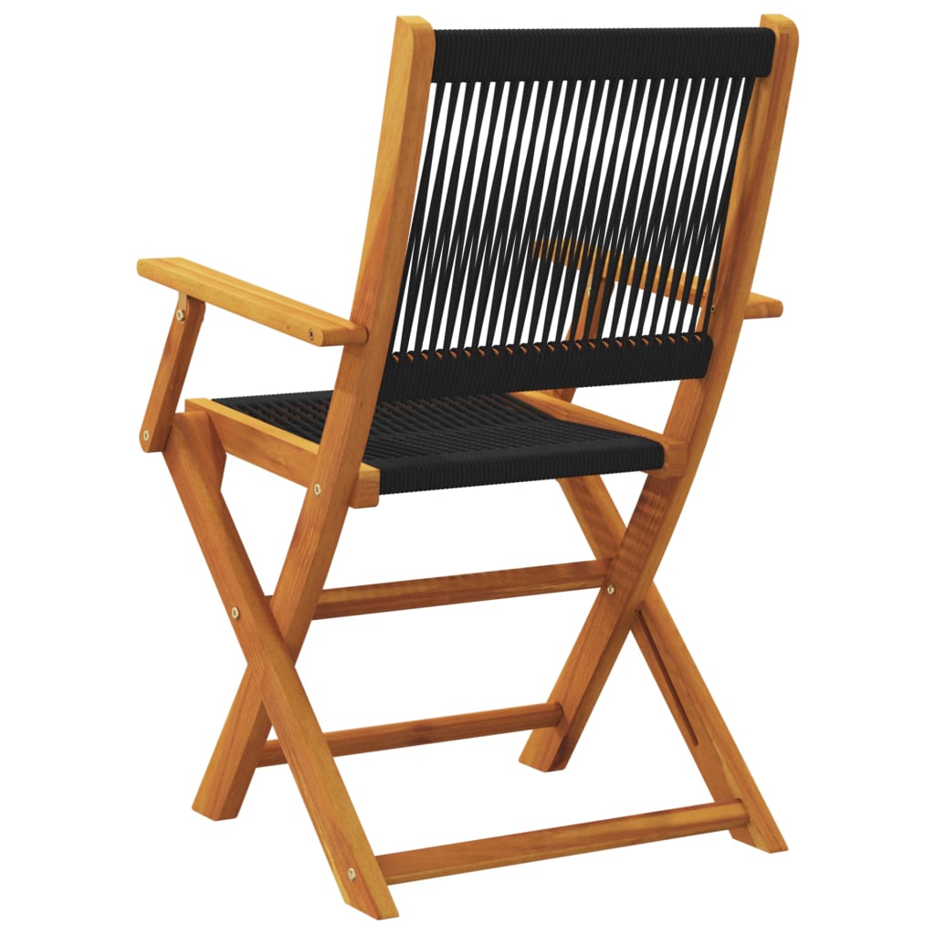 vidaXL Folding Garden Chairs 4 pcs Black Solid Wood Acacia