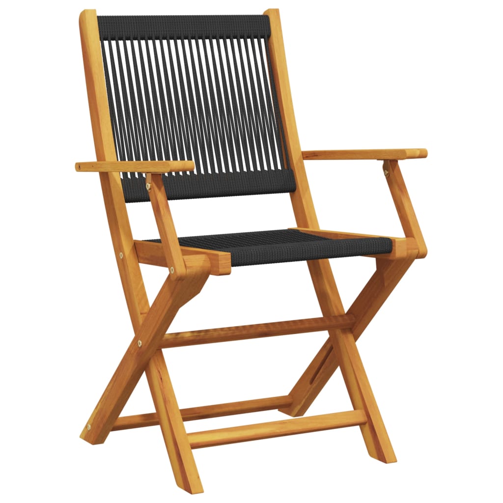 vidaXL Folding Garden Chairs 8 pcs Black Solid Wood Acacia