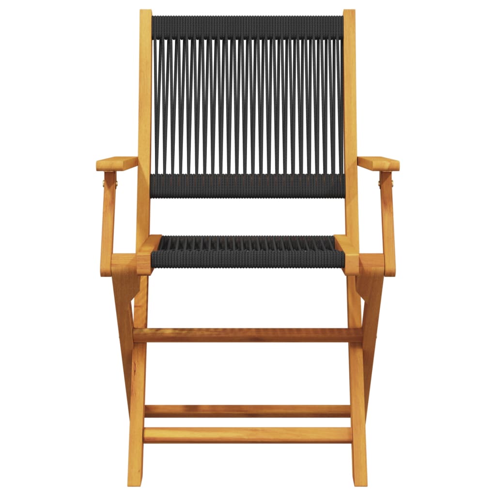 vidaXL Folding Garden Chairs 8 pcs Black Solid Wood Acacia
