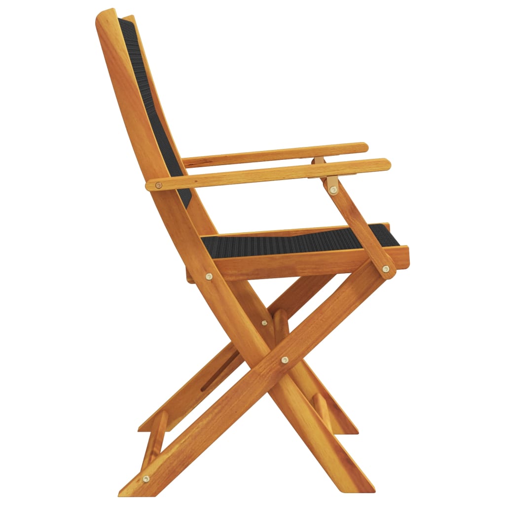 vidaXL Folding Garden Chairs 8 pcs Black Solid Wood Acacia