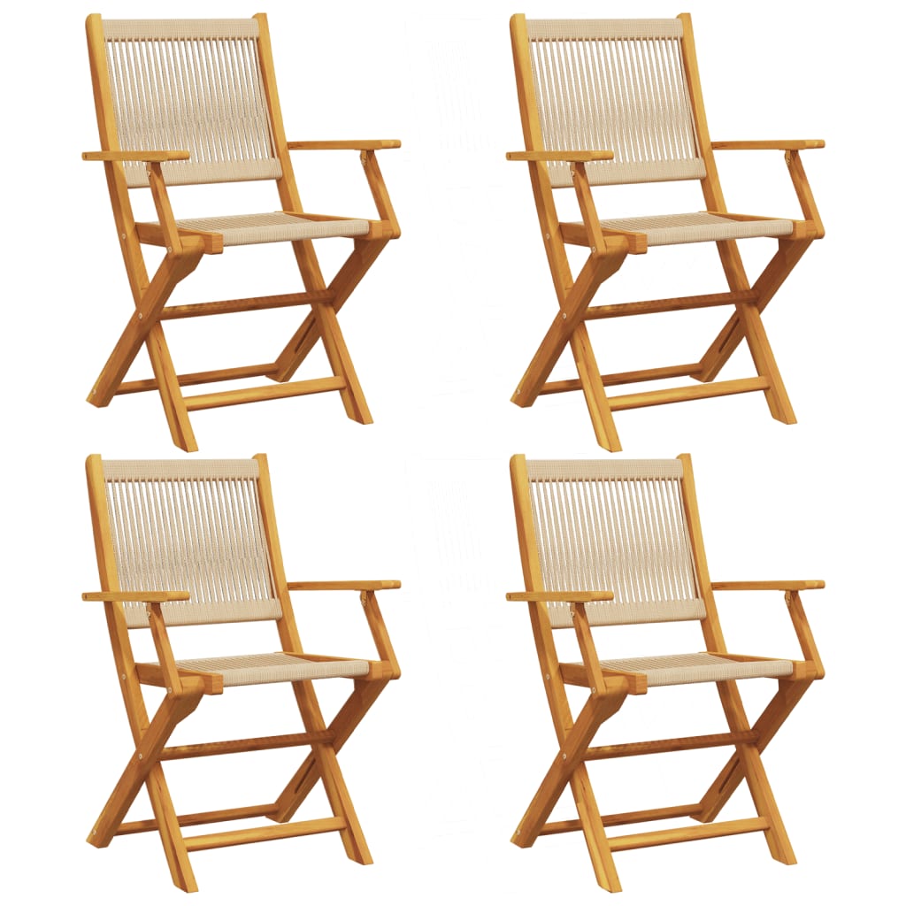 vidaXL Folding Garden Chairs 4 pcs Beige Solid Wood Acacia