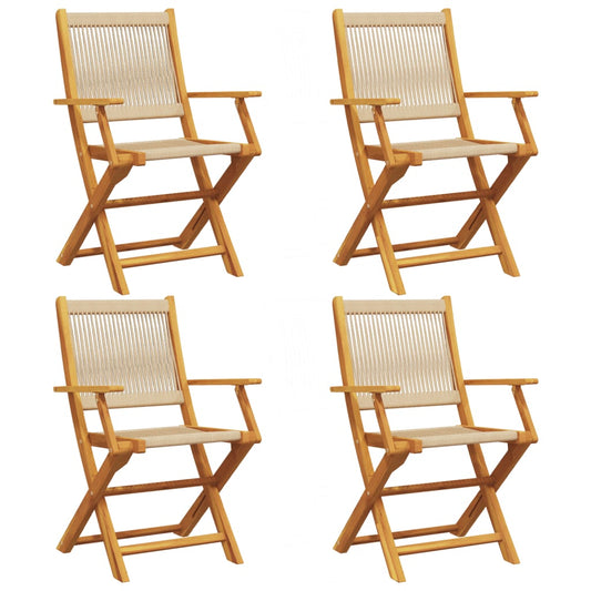 vidaXL Folding Chairs 4 pcs Beige Solid Wood Acacia