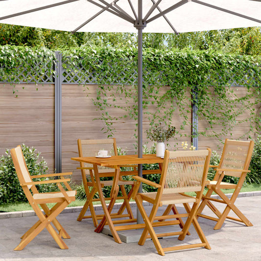vidaXL Folding Chairs 4 pcs Beige Solid Wood Acacia