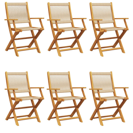 vidaXL Folding Chairs 6 pcs Beige Solid Wood Acacia