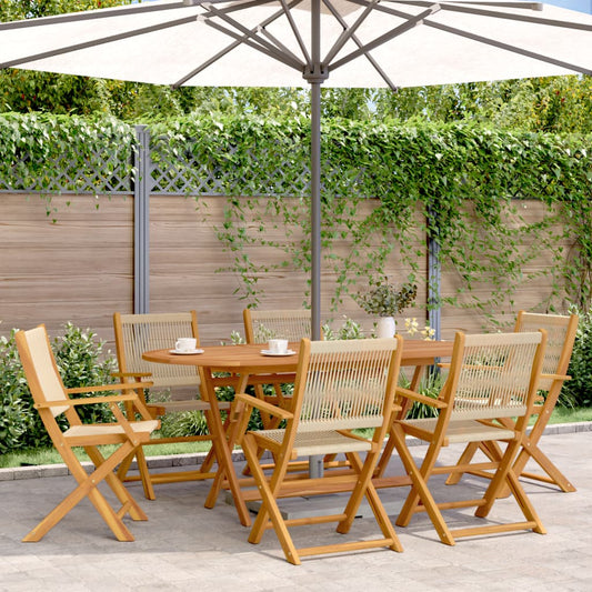 vidaXL Folding Chairs 6 pcs Beige Solid Wood Acacia