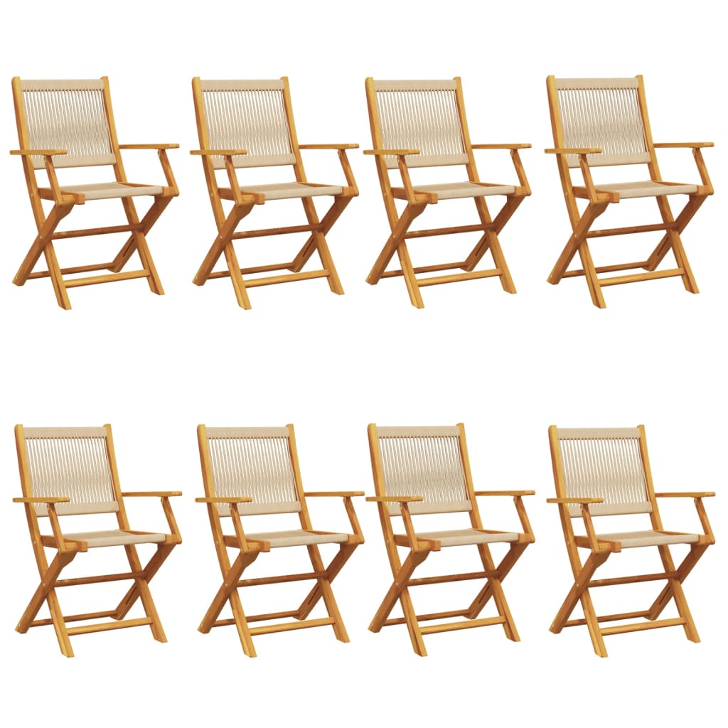 vidaXL Folding Garden Chairs 8 pcs Beige Solid Wood Acacia