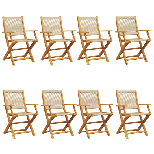 vidaXL Folding Chairs 8 pcs Beige Solid Wood Acacia