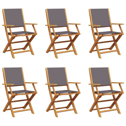 vidaXL Folding Garden Chairs 6 pcs Anthracite Fabric and Solid Wood