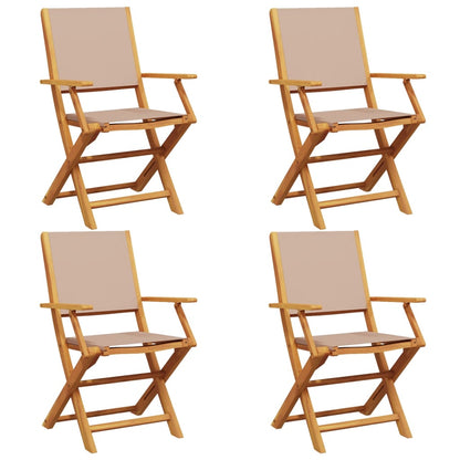 vidaXL Folding Garden Chairs 4 pcs Taupe Fabric and Solid Wood