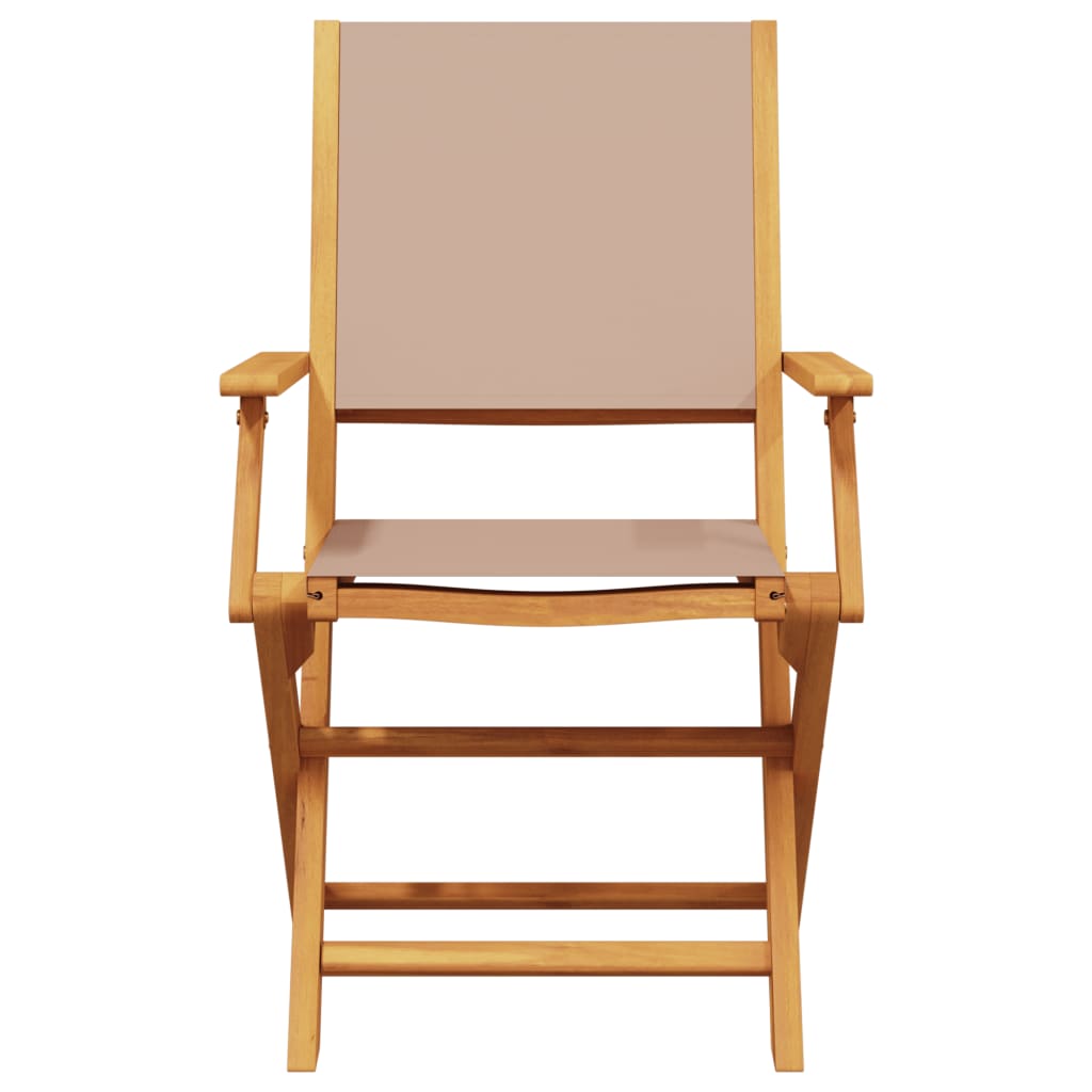 vidaXL Folding Garden Chairs 4 pcs Taupe Fabric and Solid Wood