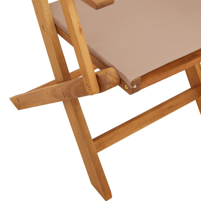 vidaXL Folding Garden Chairs 4 pcs Taupe Fabric and Solid Wood