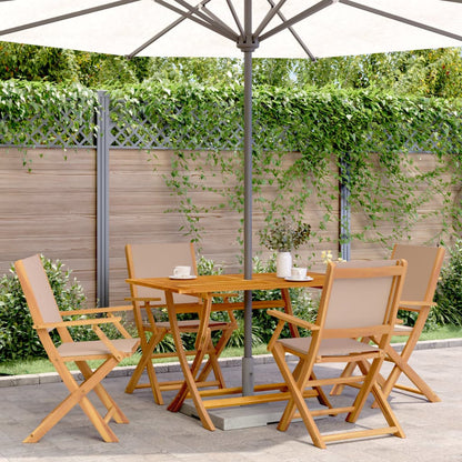 vidaXL Folding Garden Chairs 4 pcs Taupe Fabric and Solid Wood