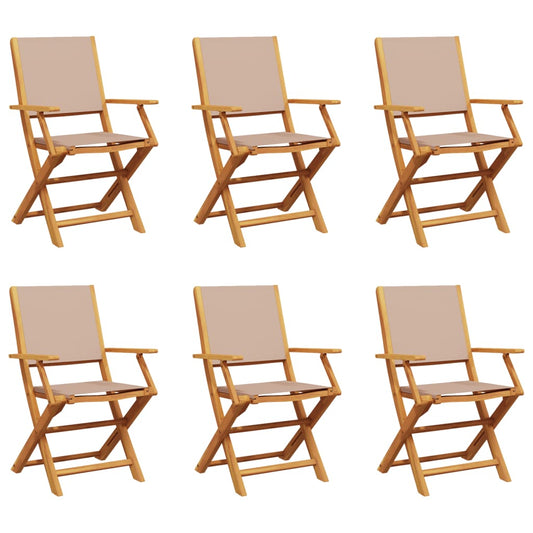 vidaXL Folding Chairs 6 pcs Taupe Fabric and Solid Wood