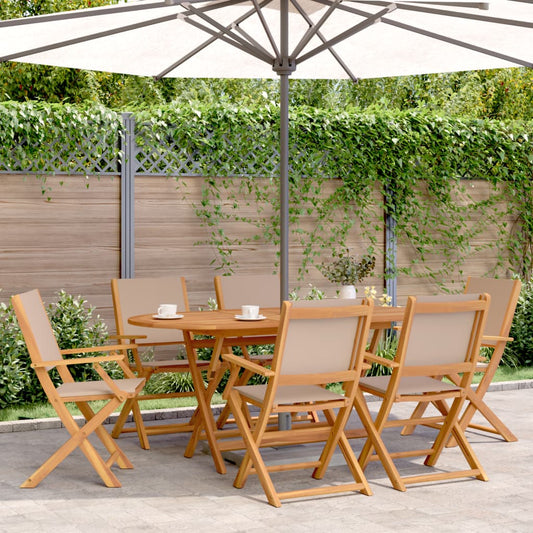 vidaXL Folding Chairs 6 pcs Taupe Fabric and Solid Wood
