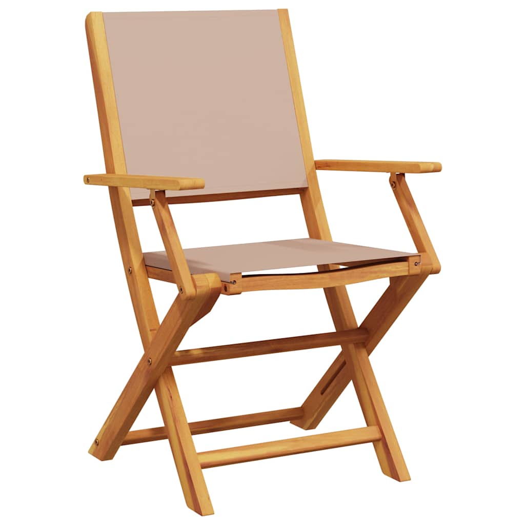 vidaXL Folding Garden Chairs 8 pcs Taupe Fabric and Solid Wood