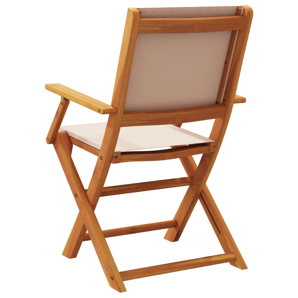 vidaXL Folding Garden Chairs 8 pcs Taupe Fabric and Solid Wood