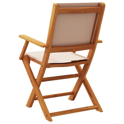 vidaXL Folding Garden Chairs 8 pcs Taupe Fabric and Solid Wood