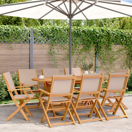 vidaXL Folding Chairs 8 pcs Taupe Fabric and Solid Wood