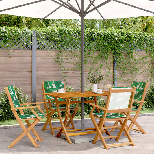 vidaXL Folding Chairs 4 pcs Green Fabric and Solid Wood