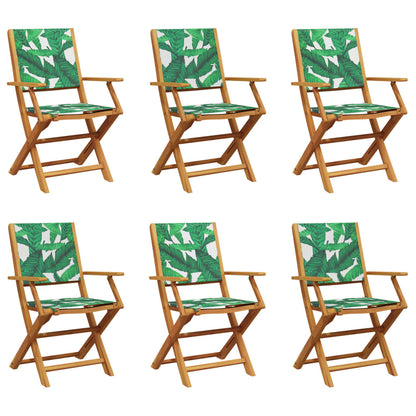 vidaXL Folding Garden Chairs 6 pcs Green Fabric and Solid Wood
