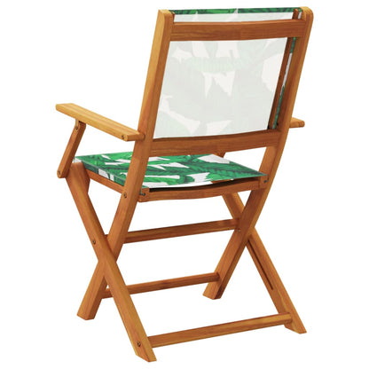 vidaXL Folding Garden Chairs 8 pcs Green Fabric and Solid Wood