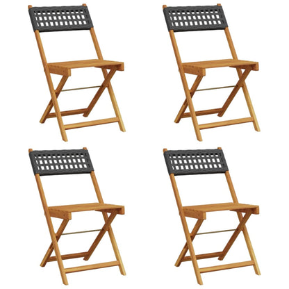 vidaXL Garden Chair | Set of 4 | Black | PE rattan, Solid acacia wood | Medium