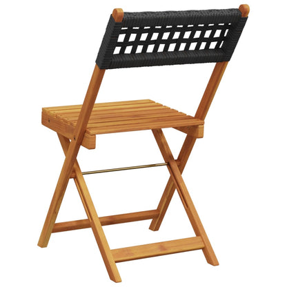 vidaXL Garden Chair | Set of 4 | Black | PE rattan, Solid acacia wood | Medium