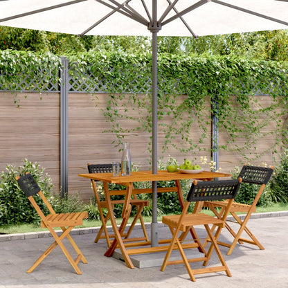 vidaXL Garden Chair | Set of 4 | Black | PE rattan, Solid acacia wood | Medium