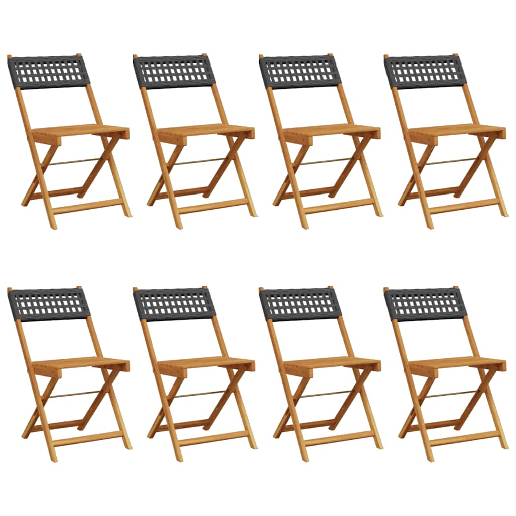 vidaXL Garden Chair | Set of 8 | Black | Solid acacia wood, PE rattan | Medium