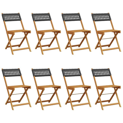 vidaXL Garden Chair | Set of 8 | Black | Solid acacia wood, PE rattan | Medium