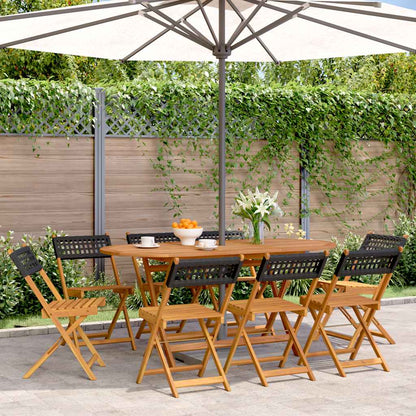 vidaXL Garden Chair | Set of 8 | Black | Solid acacia wood, PE rattan | Medium