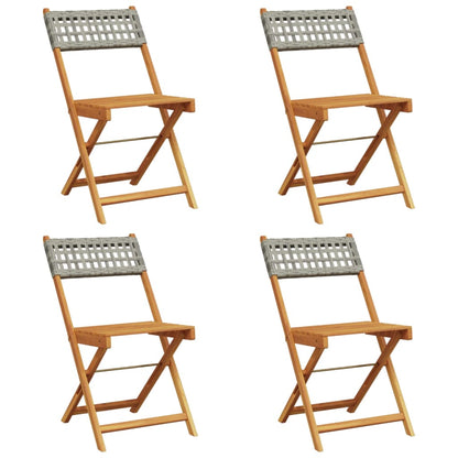 vidaXL Garden Chair | Set of 4 | Grey | PE rattan and solid acacia wood