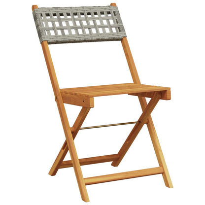 vidaXL Folding Garden Chairs 8 pcs Grey Poly Rattan and Solid Wood