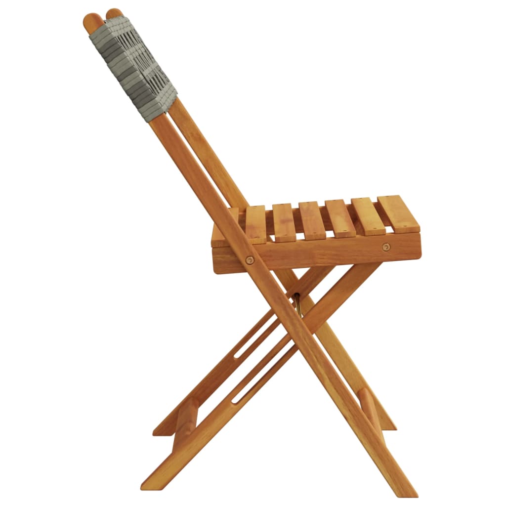 vidaXL Folding Garden Chairs 8 pcs Grey Poly Rattan and Solid Wood