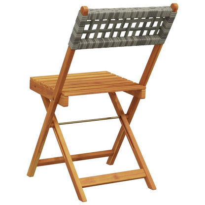 vidaXL Folding Garden Chairs 8 pcs Grey Poly Rattan and Solid Wood