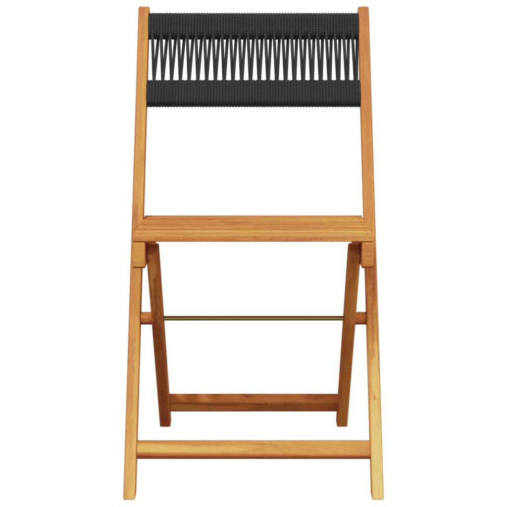 vidaXL Folding Garden Chairs 4 pcs Black Solid Wood Acacia