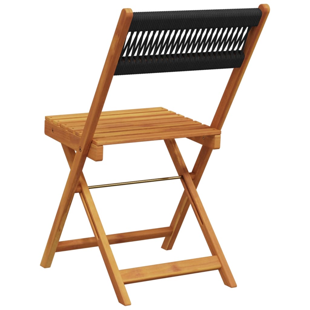vidaXL Folding Garden Chairs 4 pcs Black Solid Wood Acacia
