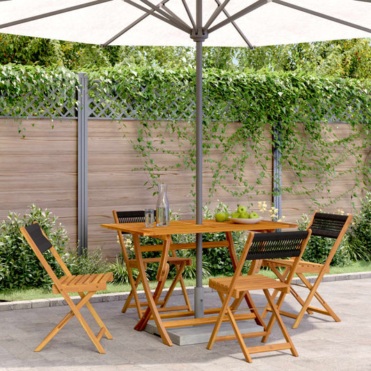 vidaXL Folding Chairs 4 pcs Black Solid Wood Acacia