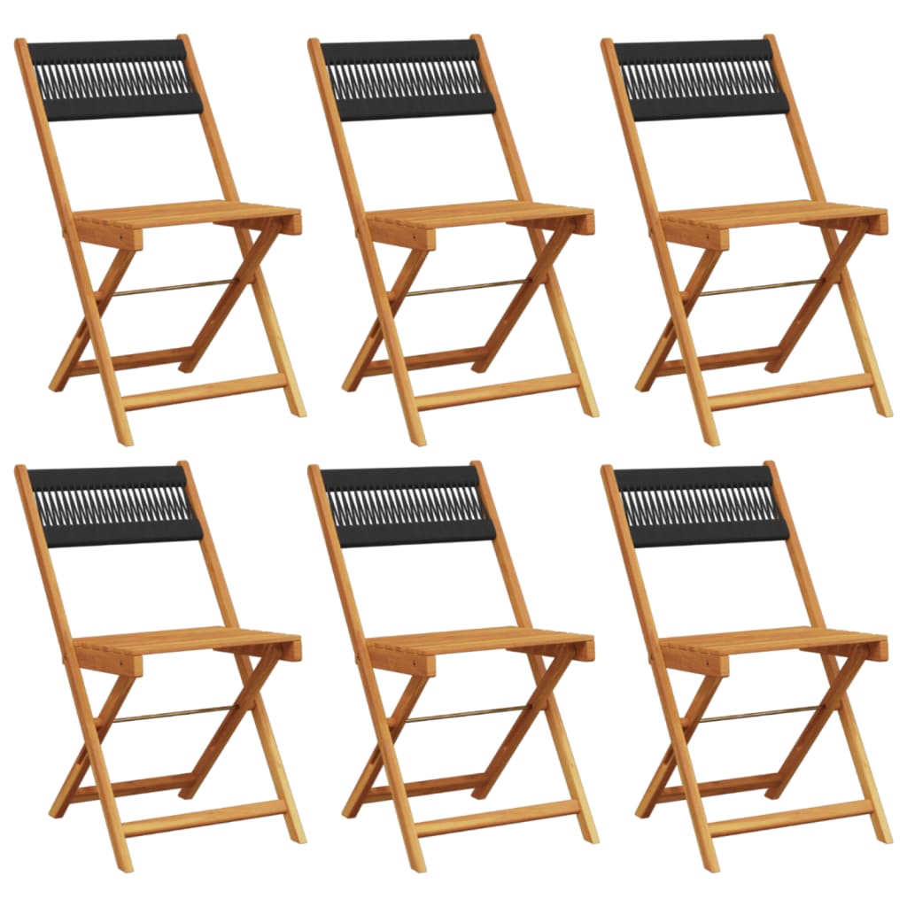vidaXL Folding Garden Chairs 6 pcs Black Solid Wood Acacia
