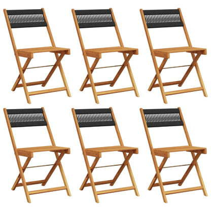 vidaXL Folding Garden Chairs 6 pcs Black Solid Wood Acacia