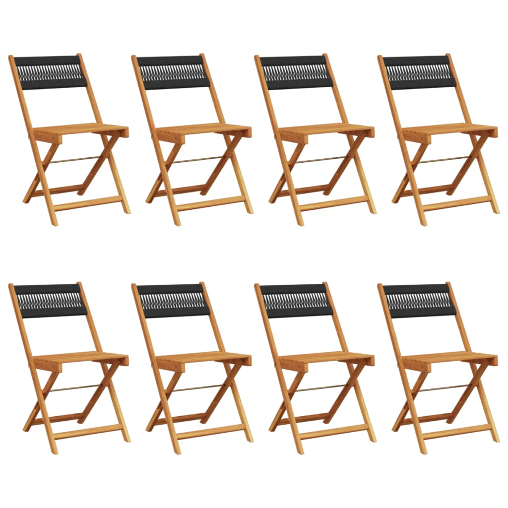 vidaXL Folding Garden Chairs 8 pcs Black Solid Wood Acacia