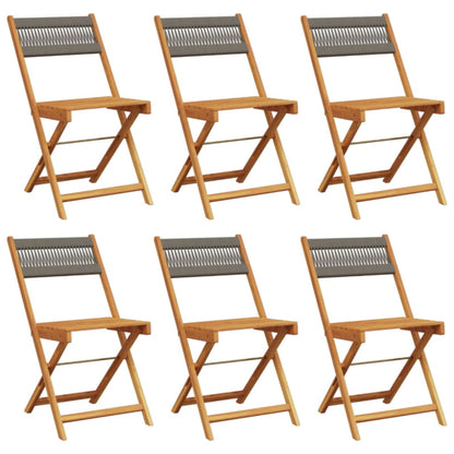 vidaXL Folding Garden Chairs 6 pcs Grey Solid Wood Acacia