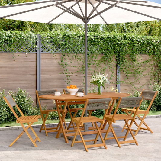 vidaXL Folding Chairs 6 pcs Grey Solid Wood Acacia