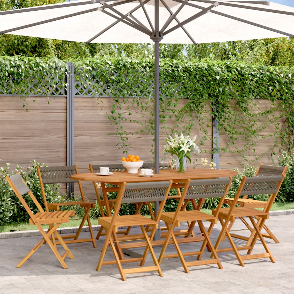 vidaXL Folding Garden Chairs 8 pcs Grey Solid Wood Acacia