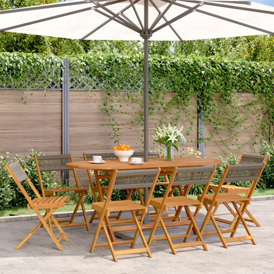 vidaXL Folding Chairs 8 pcs Grey Solid Wood Acacia