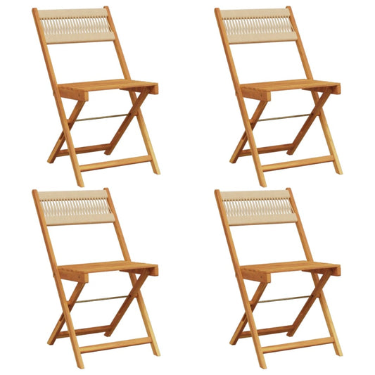 vidaXL Folding Chairs 4 pcs Beige Solid Wood Acacia