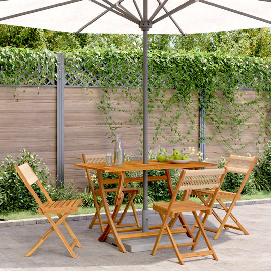 vidaXL Folding Chairs 4 pcs Beige Solid Wood Acacia